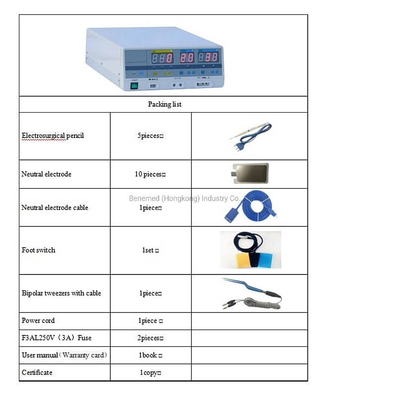 350W Bipolar Electrosurgical Unit High Frequency Diathermy Machine for Hospital